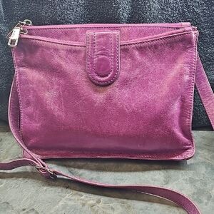 Vintage HOBO Purple Crossbody Leather Pattern Interior